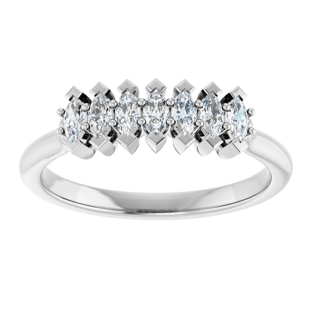 Platinum Marquise Lab-Grown Diamond Seven-Stone Anniversary Band - 3.5x1.75mm Stones - view 3