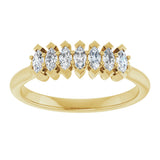 14K Gold Marquise Natural Diamond Seven-Stone Anniversary Band - 3.5x1.75mm Stones - Yellow Gold - view 3