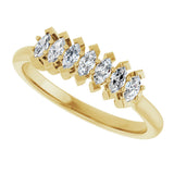 14K Gold Marquise Lab-Grown Diamond Seven-Stone Anniversary Band - 3.5x1.75mm Stones - Yellow Gold - view 5