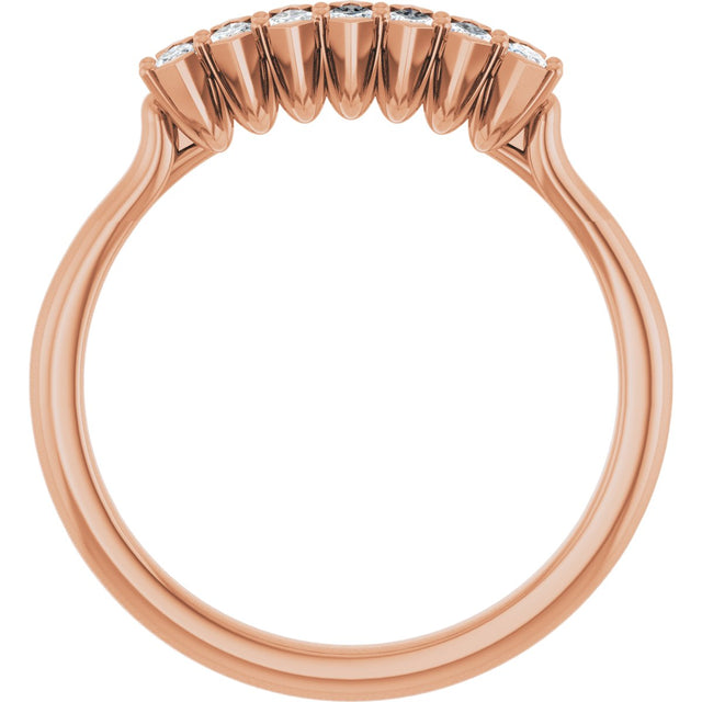 14K Gold Marquise Lab-Grown Diamond Seven-Stone Anniversary Band - 3.5x1.75mm Stones - Rose Gold - view 2