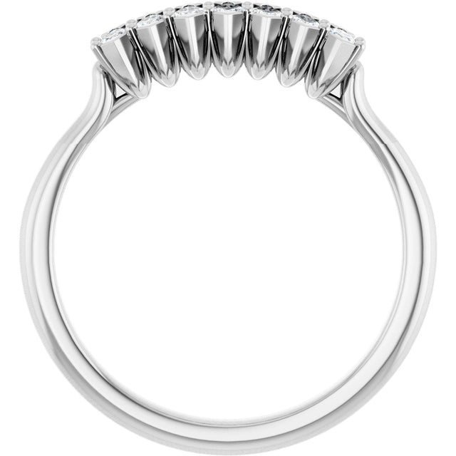 Platinum Marquise Natural Diamond Seven-Stone Anniversary Band - 3.5x1.75mm Stones - view 2