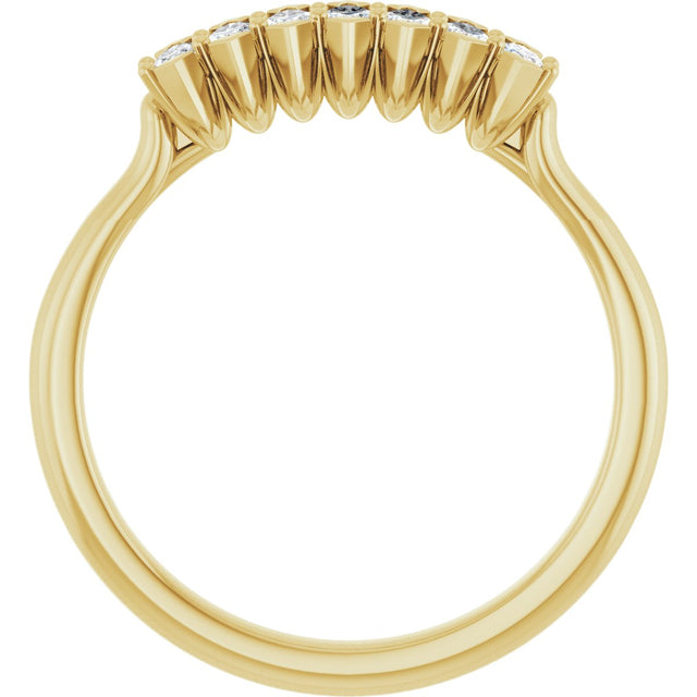 14K Gold Marquise Natural Diamond Seven-Stone Anniversary Band - 3.5x1.75mm Stones - Yellow Gold - view 2