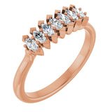 14K Gold Marquise Natural Diamond Seven-Stone Anniversary Band - 3.5x1.75mm Stones - Rose Gold