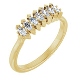 14K Gold Marquise Lab-Grown Diamond Seven-Stone Anniversary Band - 3.5x1.75mm Stones - Yellow Gold