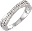 Platinum Round Lab-Grown Diamond Criss-Cross Double Row Anniversary Band - 1/3 CTW