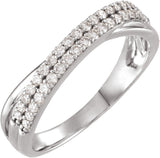 Platinum Round Natural Diamond Criss-Cross Double Row Anniversary Band - 1/3 CTW