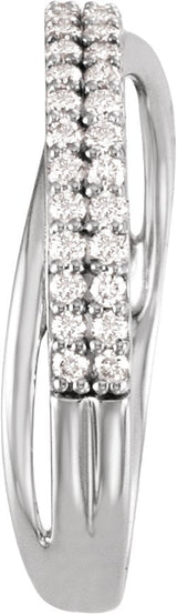 Platinum Round Natural Diamond Criss-Cross Double Row Anniversary Band - 1/3 CTW - view 3