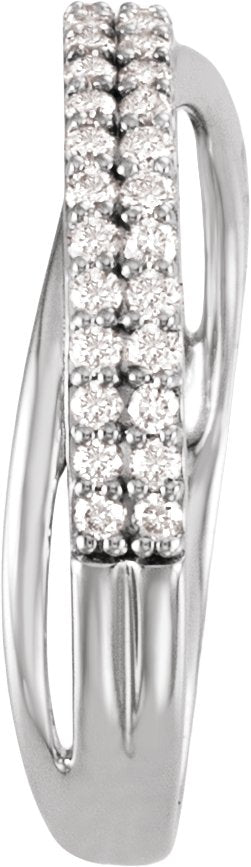 Platinum Round Natural Diamond Criss-Cross Double Row Anniversary Band - 1/3 CTW - view 3