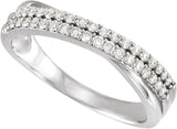 14K Gold Round Lab-Grown Diamond Criss-Cross Double Row Anniversary Band - 1/3 CTW - White Gold - view 4