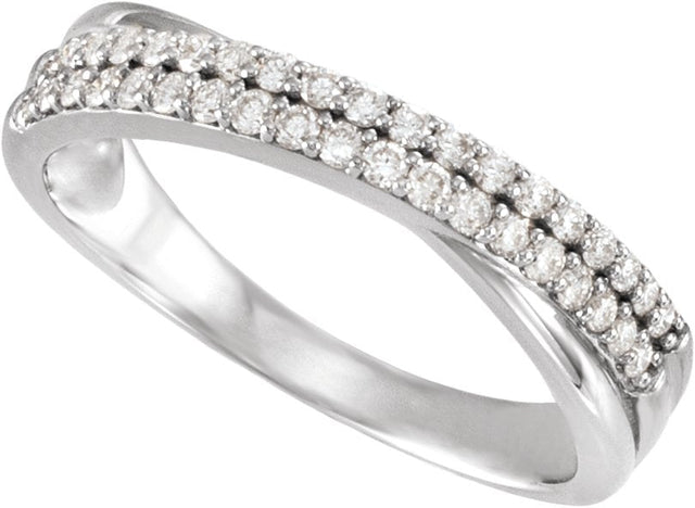 Platinum Round Lab-Grown Diamond Criss-Cross Double Row Anniversary Band - 1/3 CTW - view 4