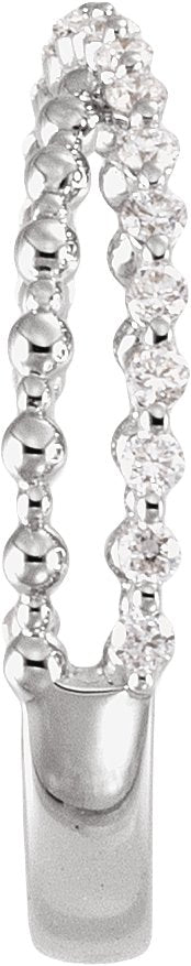 14K Gold Round Natural Diamond Beaded Criss-Cross Anniversary Band - 1/4 CTW - White Gold - view 7