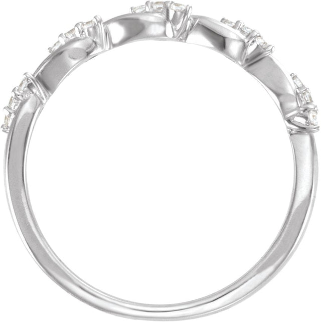 14K Gold Round Natural Diamond Twisted Anniversary Band - 1/8 CTW (Style 689585LG) - White Gold - view 6