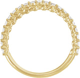 14K Gold Round Natural Diamond Beaded Criss-Cross Anniversary Band - 1/4 CTW - Yellow Gold - view 6