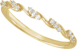 14K Gold Round Natural Diamond Twisted Anniversary Band - 1/8 CTW - Yellow Gold - view 8