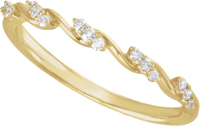 14K Gold Round Natural Diamond Twisted Anniversary Band - 1/8 CTW (Style 689585LG) - Yellow Gold - view 8