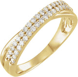 14K Gold Round Lab-Grown Diamond Criss-Cross Double Row Anniversary Band - 1/3 CTW - Yellow Gold