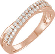 14K Gold Round Lab-Grown Diamond Criss-Cross Double Row Anniversary Band - 1/3 CTW - Rose Gold