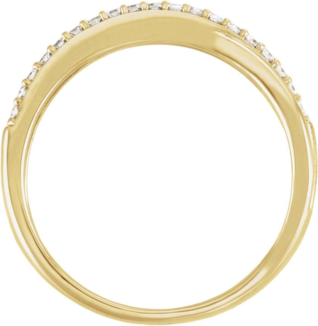 14K Gold Round Lab-Grown Diamond Criss-Cross Double Row Anniversary Band - 1/3 CTW - Yellow Gold - view 2