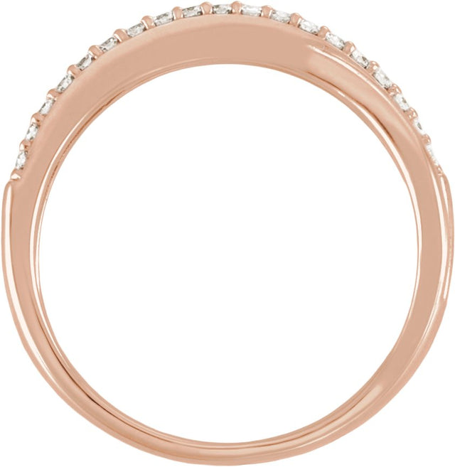 14K Gold Round Lab-Grown Diamond Criss-Cross Double Row Anniversary Band - 1/3 CTW - Rose Gold - view 2