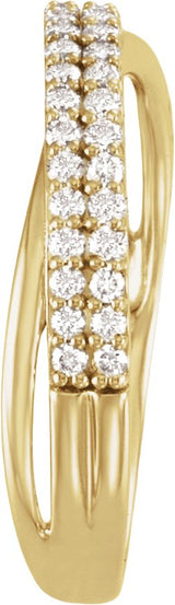 14K Gold Round Lab-Grown Diamond Criss-Cross Double Row Anniversary Band - 1/3 CTW - Yellow Gold - view 3