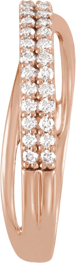 14K Gold Round Lab-Grown Diamond Criss-Cross Double Row Anniversary Band - 1/3 CTW - Rose Gold - view 3