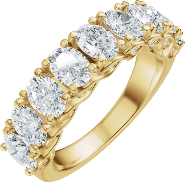 14K Gold Oval Lab-Grown Diamond Accented Infinity-Inspired Anniversary Band - 2 1/3-3 3/4 CTW - Yellow Gold