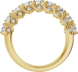 14K Gold Oval Lab-Grown Diamond Accented Infinity-Inspired Anniversary Band - 2 1/3-3 3/4 CTW - Yellow Gold - view 2