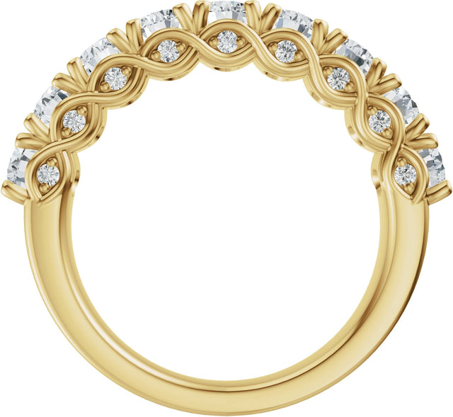14K Gold Oval Lab-Grown Diamond Accented Infinity-Inspired Anniversary Band - 2 1/3-3 3/4 CTW - Yellow Gold - view 2