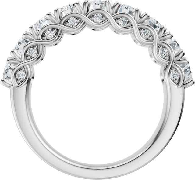 14K Gold Oval Lab-Grown Diamond Accented Infinity-Inspired Anniversary Band - 2 1/3-3 3/4 CTW - White Gold - view 2