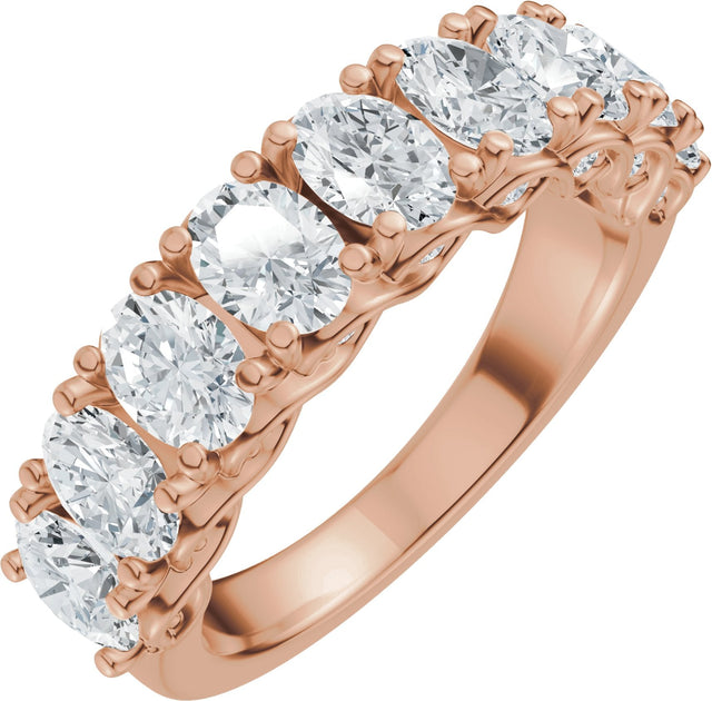 14K Gold Oval Natural Diamond Accented Infinity-Inspired Anniversary Band - 2 1/3-3 3/4 CTW - Rose Gold