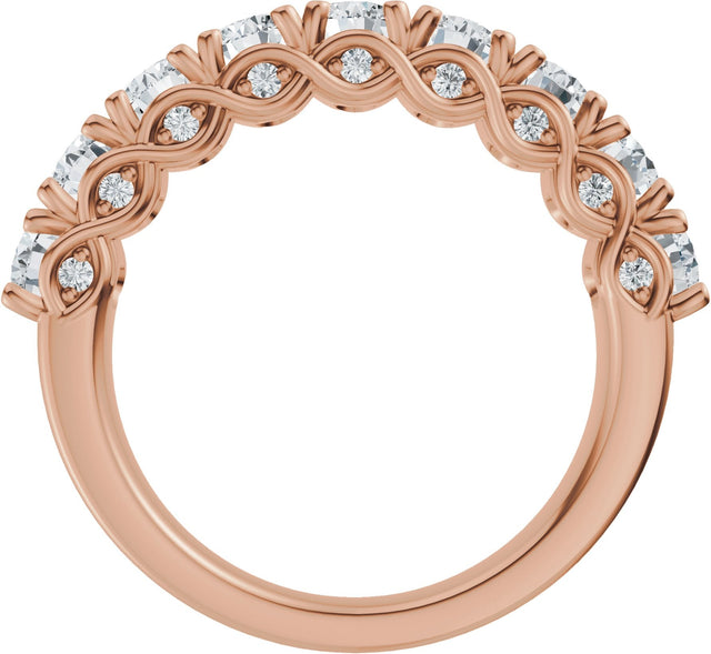 14K Gold Oval Lab-Grown Diamond Accented Infinity-Inspired Anniversary Band - 2 1/3-3 3/4 CTW - Rose Gold - view 2