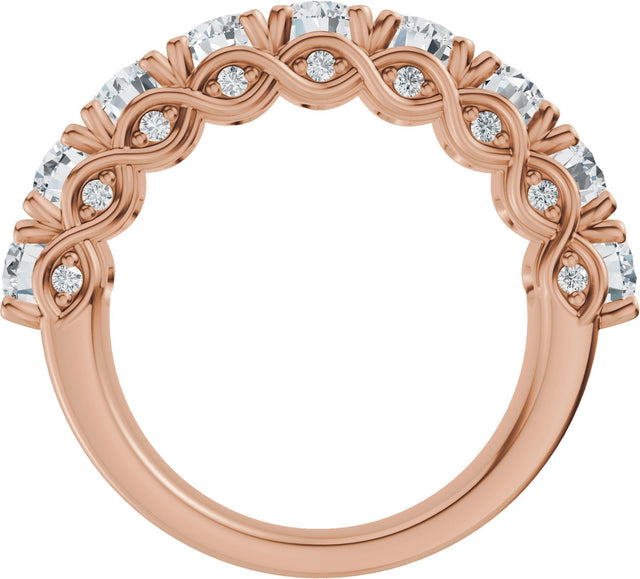 14K Gold Oval Lab-Grown Diamond Accented Infinity-Inspired Anniversary Band - 2 1/3-3 3/4 CTW - Rose Gold - view 2