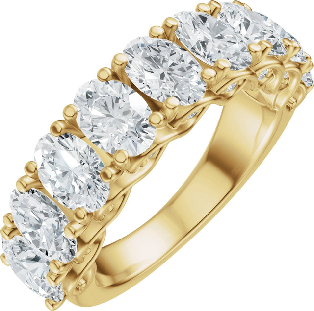 14K Gold Oval Natural Diamond Accented Infinity-Inspired Anniversary Band - 2 1/3-3 3/4 CTW - Yellow Gold