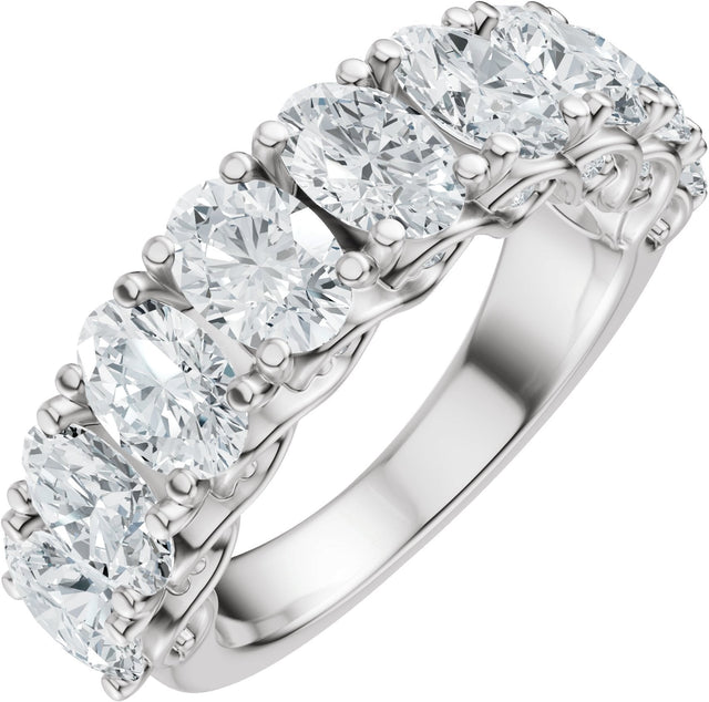 Platinum Oval Natural Diamond Accented Infinity-Inspired Anniversary Band - 2 1/3-3 3/4 CTW