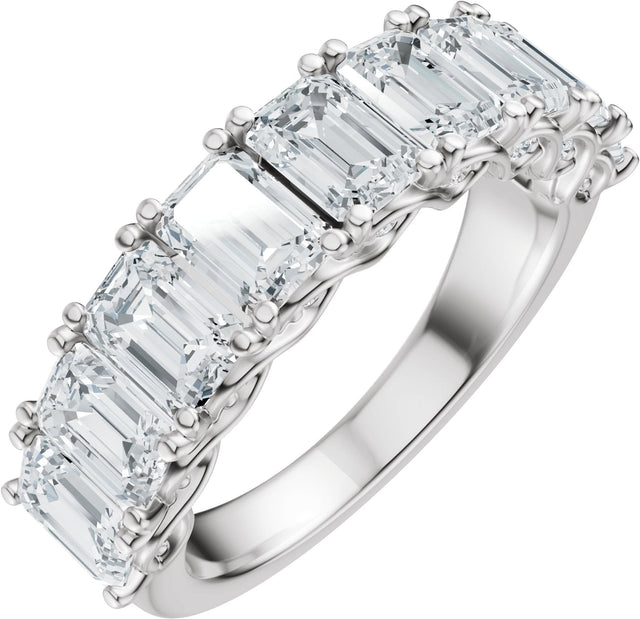 14K Gold Emerald Lab-Grown Diamond Accented Infinity-Inspired Anniversary Band - 3 3/4-5 7/8 CTW - White Gold