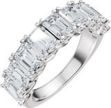 14K Gold Emerald Natural Diamond Accented Infinity-Inspired Anniversary Band - 3 3/4 CTW - White Gold