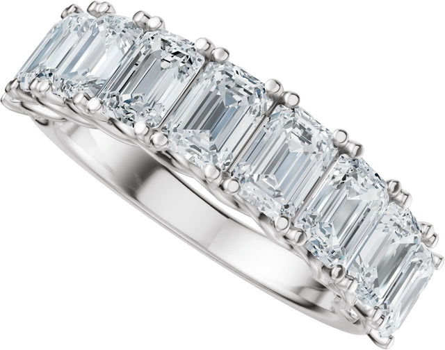 14K Gold Emerald Lab-Grown Diamond Accented Infinity-Inspired Anniversary Band - 3 3/4-5 7/8 CTW - White Gold - view 5