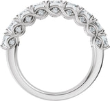14K Gold Emerald Lab-Grown Diamond Accented Infinity-Inspired Anniversary Band - 3 3/4-5 7/8 CTW - White Gold - view 2