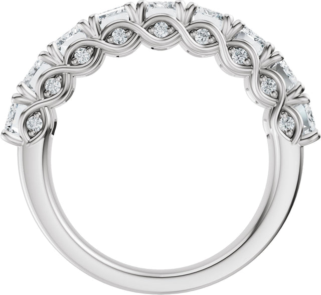 Platinum Emerald Lab-Grown Diamond Accented Infinity-Inspired Anniversary Band - 3 3/4-5 7/8 CTW - view 2