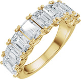 14K Gold Emerald Lab-Grown Diamond Accented Infinity-Inspired Anniversary Band - 3 3/4-5 7/8 CTW - Yellow Gold