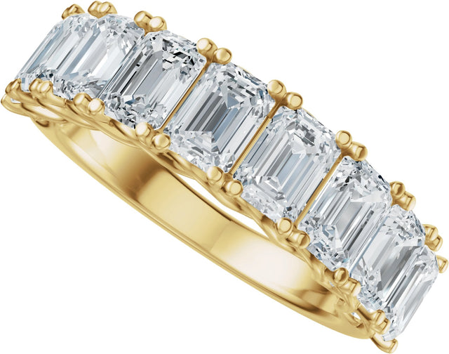 14K Gold Emerald Lab-Grown Diamond Accented Infinity-Inspired Anniversary Band - 3 3/4-5 7/8 CTW - Yellow Gold - view 5