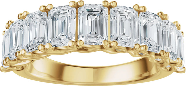 14K Gold Emerald Lab-Grown Diamond Accented Infinity-Inspired Anniversary Band - 3 3/4-5 7/8 CTW - Yellow Gold - view 3