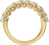 14K Gold Emerald Lab-Grown Diamond Accented Infinity-Inspired Anniversary Band - 3 3/4-5 7/8 CTW - Yellow Gold - view 2