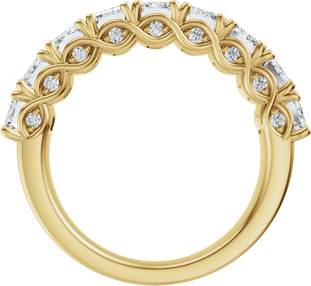 14K Gold Emerald Lab-Grown Diamond Accented Infinity-Inspired Anniversary Band - 3 3/4-5 7/8 CTW - Yellow Gold - view 2