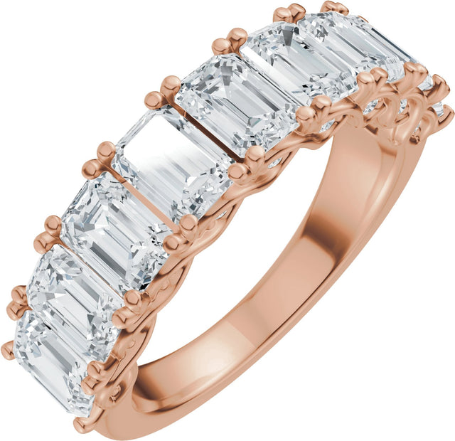14K Gold Emerald Natural Diamond Accented Infinity-Inspired Anniversary Band - 3 3/4 CTW - Rose Gold
