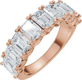 14K Gold Emerald Lab-Grown Diamond Accented Infinity-Inspired Anniversary Band - 3 3/4-5 7/8 CTW - Rose Gold
