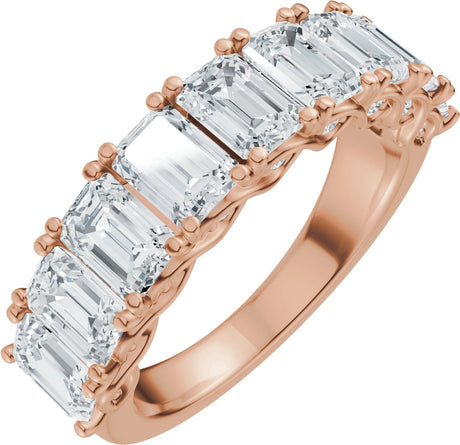 14K Gold Emerald Lab-Grown Diamond Accented Infinity-Inspired Anniversary Band - 3 3/4-5 7/8 CTW - Rose Gold