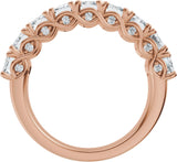 14K Gold Emerald Lab-Grown Diamond Accented Infinity-Inspired Anniversary Band - 3 3/4-5 7/8 CTW - Rose Gold - view 2