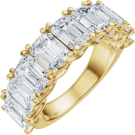 14K Gold Emerald Lab-Grown Diamond Accented Infinity-Inspired Anniversary Band - 3 3/4-5 7/8 CTW - Yellow Gold