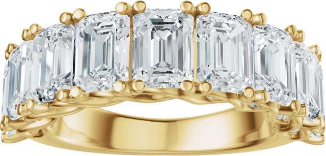 14K Gold Emerald Lab-Grown Diamond Accented Infinity-Inspired Anniversary Band - 3 3/4-5 7/8 CTW - Yellow Gold - view 3